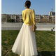 
Fashionable mesh half-body fairy skirt 2025 summer new A-line high-waisted slim long white big swing skirt