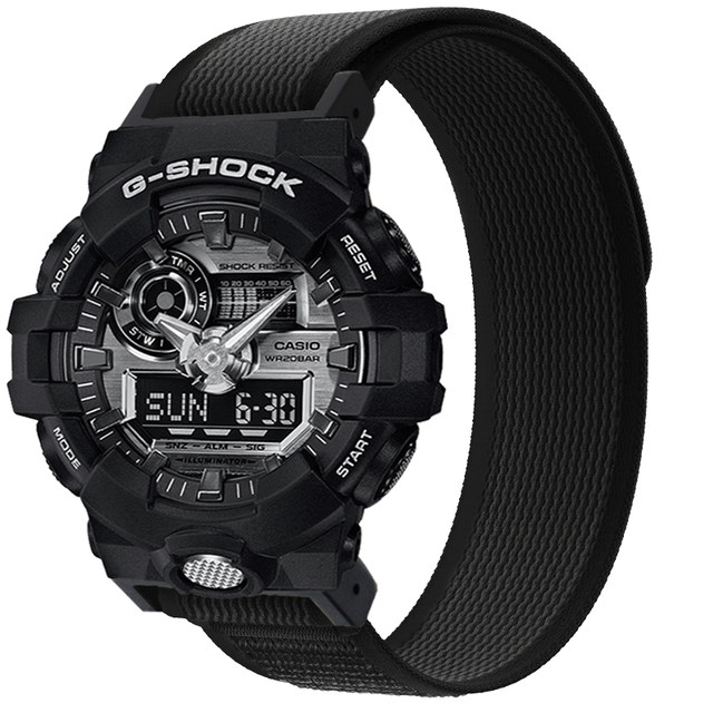 Universal Casio GA110 trail loop strap black gold GA2100/DW-5600 Velcro ...