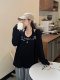 Large size fat MM autumn lazy wind mid -length long V -neck soft glutinous sweater hanging neck vest, two -piece jacket