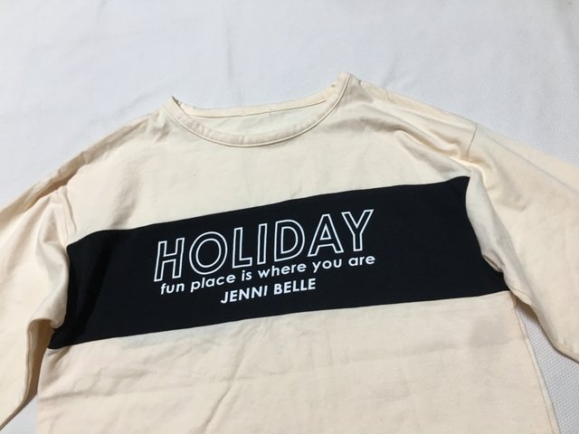 Foreign trade original Japanese single J*enniBelle goose yellow round neck long sleeve cotton letter printed T-shirt Big children