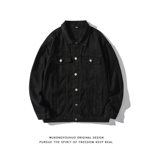 Wukong has a trendy brand retro old washing denim jacket men and women ins street loose couple versatile jacket