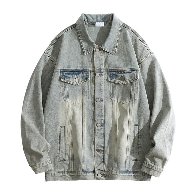 Wukong has a trendy brand retro old washing denim jacket men and women ins street loose couple versatile jacket