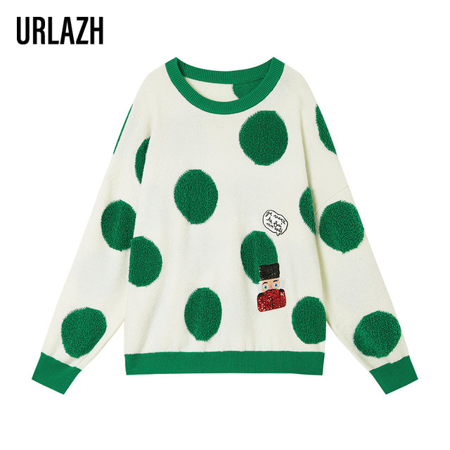 URLAZH Youlan spring new fashion loose and foreign style white casual round neck lazy knitted sweater for women