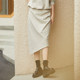 XG Xue Ge Commuting Simple Irregular Skirt Fashion Autumn New Slit Design High Waist Mid-Long Skirt Women's Clothing
