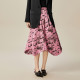 XG Xue Ge Commuting Simple Irregular Skirt Fashion Spring New Full Print Letter Print Floral Mid-Long Skirt
