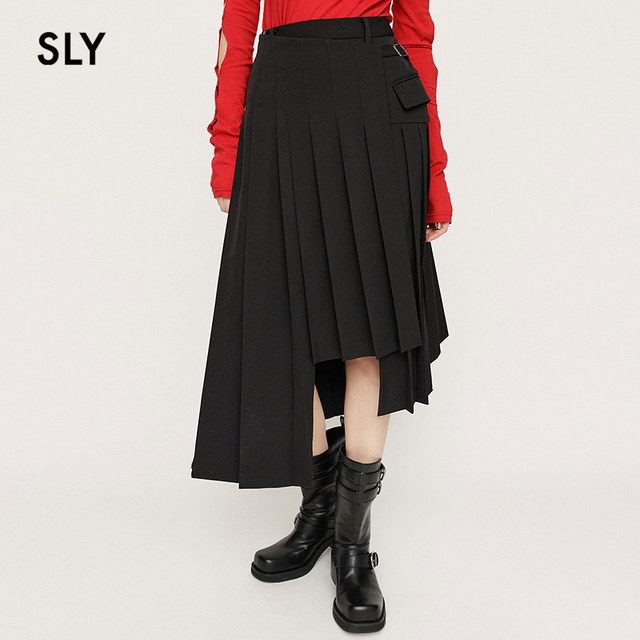 
SLY 2025 summer new product commuter style irregular pleated skirt asymmetrical skirt 030ISZ31-1061