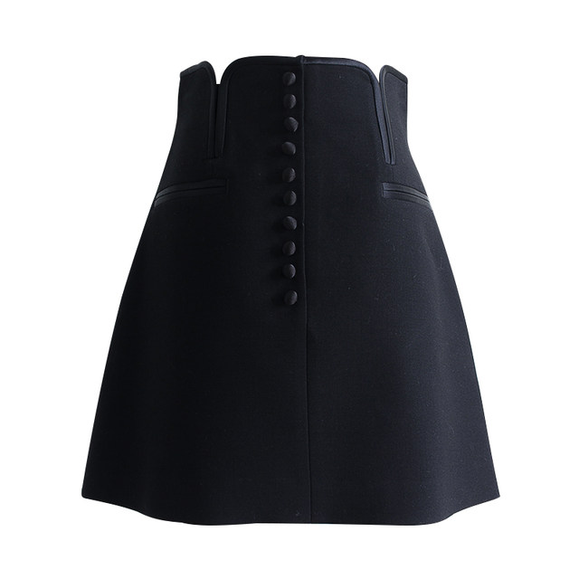 Xiaojingjia 2024 autumn and winter casual and fashionable solid color short skirt European and American street high waist A-line skirt small black skirt women