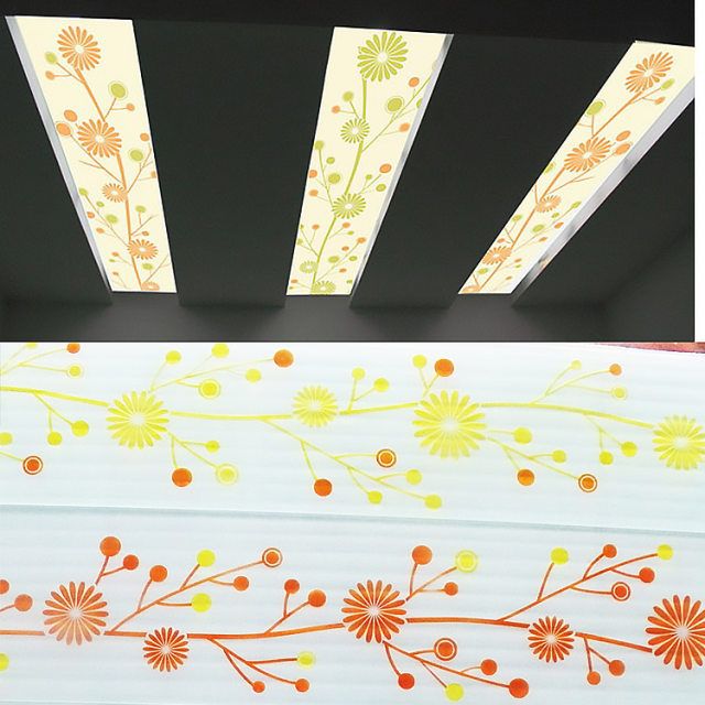 Customized tempered modern Korean Japanese -style art glass lampshade ceiling top elegant carving Mediterranean blue base line