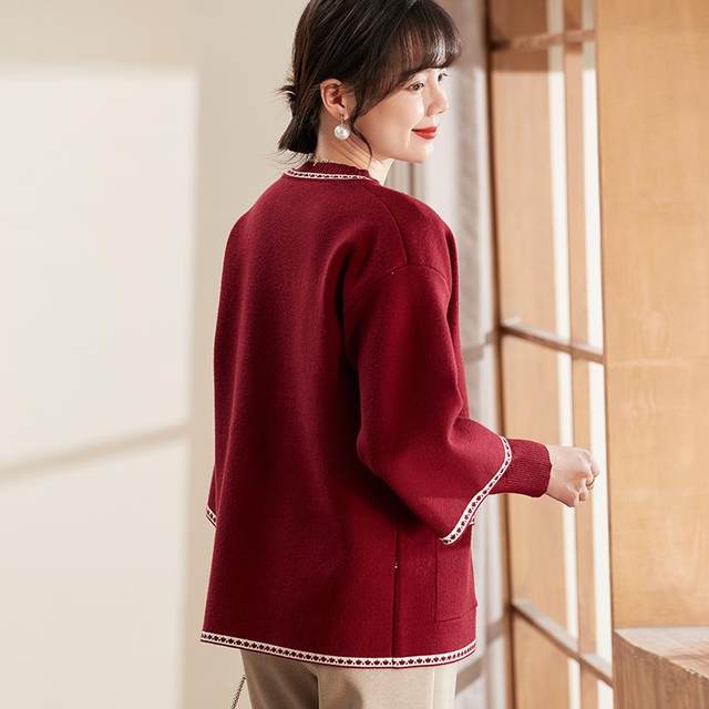 Xihui Mom Spring Clothing Red Festive Sweater Top Middle-aged and ...