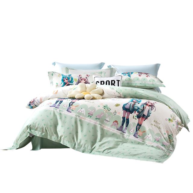 Fuanna Home Textiles 60 long lint cotton three/four-piece set mother and baby Class A pure cotton set bed sheet and quilt cover new product release

