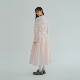 Herowrows Mama cotton light pink long-sleeved dress Lazy draped collar tethered strap large hem skirt
