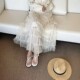 European Station 2025 Spring New V+.COM Fashionable and versatile mesh mid-length skirt Cake skirt
