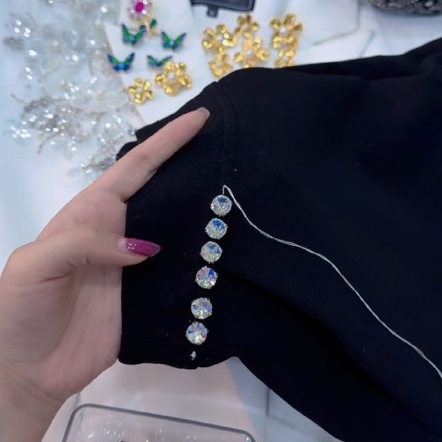 
10cm white moonlight hand-sewn rhinestone DIY jewelry accessories AZ768