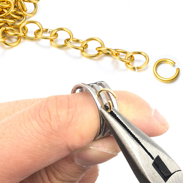 Titanium steel 18K gold color open ring diy material jewelry decorative accessories set color-preserving handmade high-quality connection ring