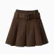 Corduroy pleated skirt autumn and winter 2025 new high-waisted slim niche A-line short skirt for women with leather belt skirt
