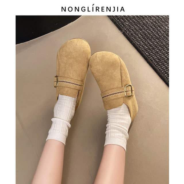 Nonglirenjia large size women's shoes 41-42 size single shoes 25 autumn new flat bottom soft surface retro casual 40 wide fat feet