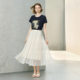 High waist A-line skirt for women in summer 2025 new commuter long temperament elegant mesh cake long skirt