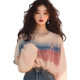 Rainbow striped round neck long sleeve sweater knitted sweater women's design niche high-end top women's new 2024 style
