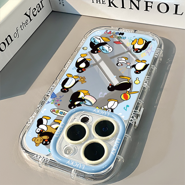 
Irregular Penguin Mirror Applicable to Apple 17promax Cream Shell Huawei Oppo New iPhone 16pro/15/13promax Mobile Case Real Me Redmi Xiaomi 13pro/u