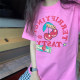 Mr. Mark's homemade cherry pattern rose pink white pure cotton comfortable loose Korean version sweet short-sleeved T-shirt for women