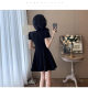 The famous lady is fashionable, waist-tight, slim, A-line double-breasted temperament and elegant OL style commuting summer V-neck suit dress