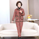 Mom's new winter casual cotton jacket and cotton pants for women two-piece suit fashionable plush plush thickened plaid cotton jacket suit
