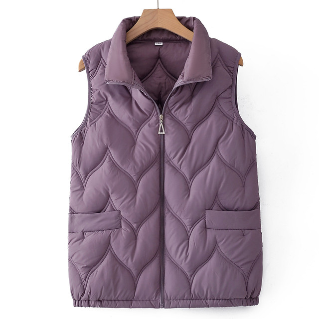 
Middle-aged and elderly female mothers winter solid-color cotton vest jacket grandma and old lady warm sleeveless vest clothing