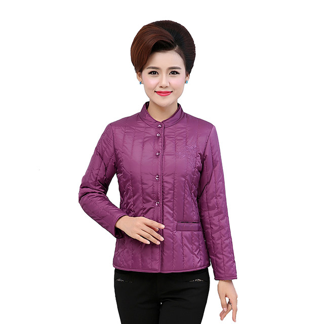 Middle-aged and elderly mothers wear small cotton jackets with large size women's short cotton jackets and thin down cotton inner liner for women
