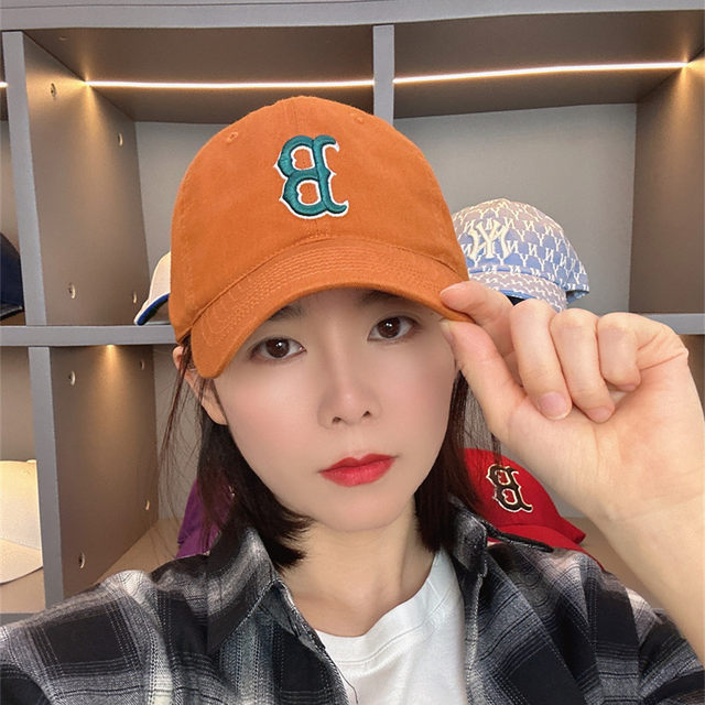 Korean MLB hat brown B logo embroidered letter soft top peaked cap casual star same style baseball cap new CP66