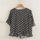 
Drawstring V-neck polka dot flared sleeve chiffon shirt for women 2025 summer new versatile slim T-shirt top temperament shirt