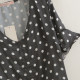 
Drawstring V-neck polka dot flared sleeve chiffon shirt for women 2025 summer new versatile slim T-shirt top temperament shirt