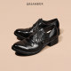 Dreambox Junbo high-end washed horsehide pointed-toe derby shoes handmade Goodyear men's casual leather shoes