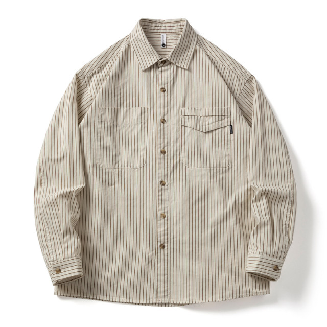 Tuxiansen Spring and Autumn National Trend Stripe Japanese Simple Casual Shirt Men's Versatile Retro Long Sleeve Shirt Jacket