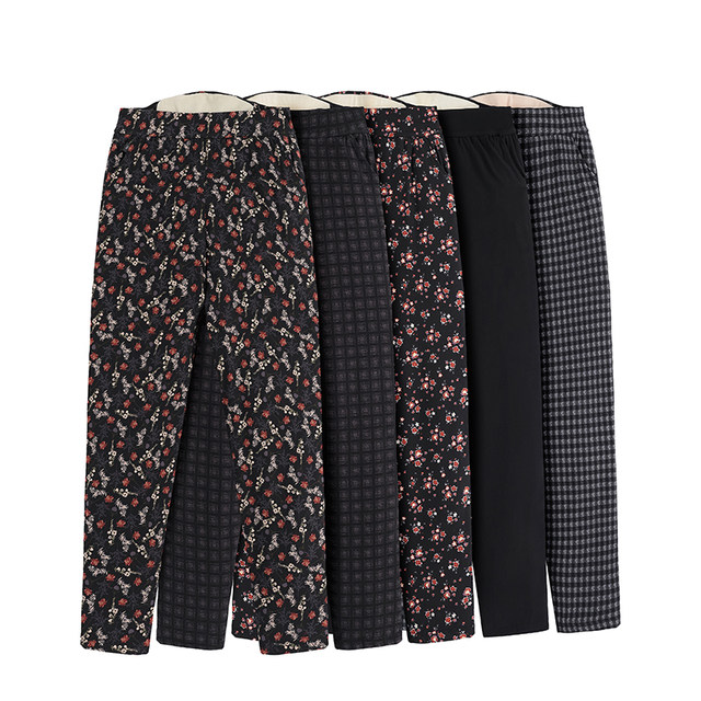 Add fat and large size for women to wear outside mother plus velvet thickened middle-aged and elderly winter grandma high waist warm cotton pants for elderly people