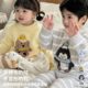 bi8bo children's pajamas half-length fleece home clothing set 2025 late autumn and winter new casual parent-child style 31590