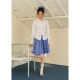 BLUEerror waist-hugging and slimming unique drawstring white striped long-sleeved shirt for women in summer