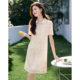 Mo Hanyimei temperament hollow texture lace lapel dress 2025 summer new POLO collar dress for women
