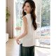 Mohan Yimei casual V-neck sleeveless slit basic vest T-shirt 2025 summer new versatile vest T-shirt for women