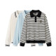 Senma sweater female POLO pilot school style loose bottoming shirt winter embroidered color scraper top, gentle and fashionable
