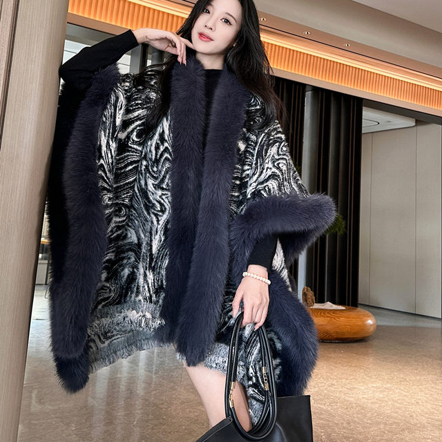 Long imitation mink fur warm fur cloak large cloak for women 2024 new versatile loose large size shawl winter