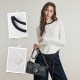 White long-sleeved round neck T-shirt, small slim base shirt, KBNE spring and autumn new spliced ​​contrasting top for women
