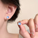 Colorful cat eye stone silver needle earring set for women's summer round face earrings small exquisite high-end earrings