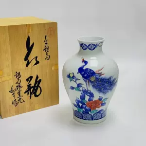 九谷烧 有田烧 花瓶 中国花瓶 壷 赤絵 金彩 手描き 大明成化年製