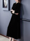 Middle-aged mother cheongsam dress noble and fashionable 2023 Spring and Autumn new high-end large-size women's gold velvet skirt