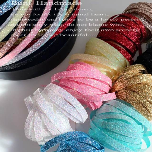 South Korea imported fine glitter pink ribbon 3.5mm handmade DIY pet double clip baby hairpin hairpin hairband webbing
