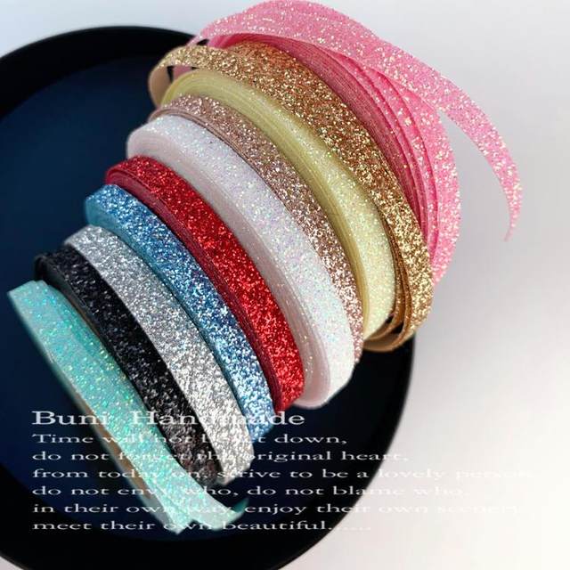 South Korea imported fine glitter pink ribbon 3.5mm handmade DIY pet double clip baby hairpin hairpin hairband webbing

