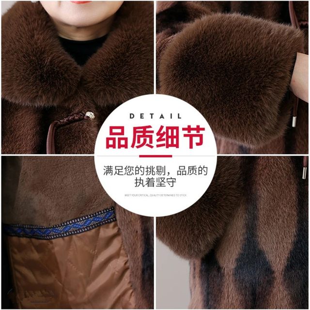 Extra large size mink velvet coat for women, mother's winter clothing, old lady's fur coat, middle-aged and elderly grandmother's cotton coat