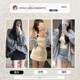 Gray sports short skirt for women in autumn and winter thickened 2024 new high-waisted A-line temperament casual drawstring hip skirt