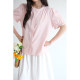 Lan Ruoshui large-size women's sweet temperament lace round neck shirt 2025 summer new French short-sleeved top