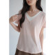Lan Ruoshui's large-size women's clothing splicing fake two-piece V-neck T-shirt 2025 summer new fat MM huge slim and sweet top
